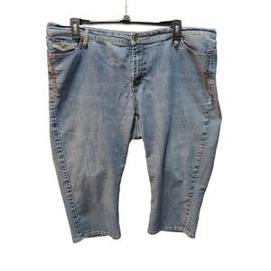 Salt Works Womens Crop Shorts Blue Size 20W Cotton Blend Med Rise Stretch Pocket